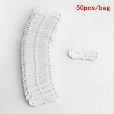 러브 코튼 수제 라벨 블랙 화이트 의류 짠 태그 니트 DIY 티셔츠 바느질 액세서리 50 개, [05] white