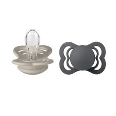 BIBS Supreme Baby 젖꼭지 2팩 | 덴마크산 | BPA 프리 더미 수더 대칭 젖꼭지. 실리콘 사이즈 1 (0-6개월) 헤이즈/블로썸, Size 1 | 0-6 Month, 모래/철