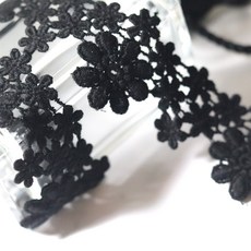은방울꽃 10색 4cm x 90cm 케미컬 레이스, 블랙 4cm x 320cm