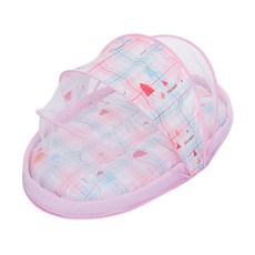 嬰兒蚊帳可摺疊海綿地加厚防蟲蚊睡帳寶寶牀牀中牀輕便兒童牀便攜, B款粉色