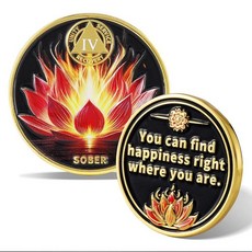 불타는 연꽃 4년 금주 동전 | AA 메달리온 및 회복 칩 냉정한 이정표를 기념하기 위한 알코올 중독자 익명 토큰 여성 남성을 선물