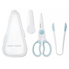 베베테라 집게랑가위랑 V2 휴대용 식가위 이유식 세라믹 가위 실리콘 집게 세트, 민트그린, 1개