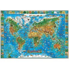 디노의 일러스트레이티드 세계 동물 지도 38인치 x 54인치