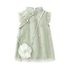 臺灣熱銷女童繡花旗袍裙夏季新款女寶寶嬰兒中國風公主紗裙