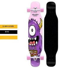 스케이트보드 남녀 더블로커 프로 댄스보드 4륜 롱보드 플래시 양면 패턴 보드 크루징 입문용 롱보드 전동 댄싱 다운힐 초보자 트릭 장거리 롱보드 안정감 남성용 여성용 청소년 성인보드, 1개, 핑크퍼플 - 연장형