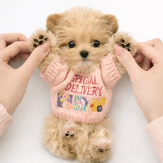 초소형 아기 강아지 고양이 자수 니트 스웨터 옷, 1개, 스페셜핑크