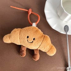 부드러운 촉감 미니 인형 가방 장식 귀여운 봉제 음식 재미있는 시뮬레이션 케이크 인형 디저트 장식 가방 장식 스시 선물 캐릭터 키링, 6-15cm, 크로아상