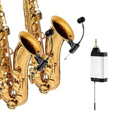 Acemic ACEMIC 듀얼 UHF 색소폰 무선 마이크 악기 콘덴서 픽업 클립온 수신기 1개 및 송신기 시스템 2개 프렌치 호른 트럼펫 트럼본 Q2/ST-5용 320184, Acemic ACEMIC 듀얼 UHF 색소폰 무선 마이