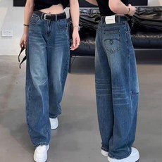여성 하이웨스트 와이드 데님 팬츠 편하게 코디 캐주얼