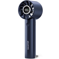 GaiaTOP 탑 상의 휴대용 미니 팬 전원 디스플레이 손전등이 있는 3가지 속도 핸드헬드 USB 충전식 배터리 경량 개인 냉각 장치 여성 남성 실내 실외 여행용 화이트, 네이비 블루