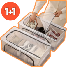 프렌델리 투명 방수 접이식 신발정리 수납함 더블도어, 2개, 클리어