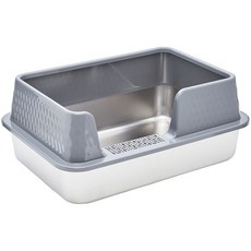 不鏽鋼高圍欄防帶出貓砂盆, 1個, S：50*35*20cm