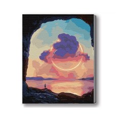 MANTO 台灣製造 大尺寸DIY數字油畫 40X50cm 釘好內框 日本花海歐洲風景 初學者專用, 綺麗境界, 1套