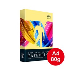 PAPERLINE 彩色影印紙 A4 80磅 噴墨雷射影印紙, 1包, 160正黃