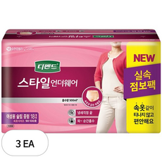 디펜드 스타일 언더웨어 슬림 여성용 중형, 18개입, 3개