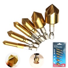 접시머리 나사 홈파기 모따기 드릴비트 티타늄 육각트리머 카운터싱크 6P, 단품