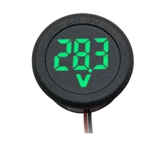 DC 4-100V LED 디지털 디스플레이 원형 2 선식 전압계 DC 디지털 전압계 헤드 디스플레이 역방향 연결 보호, 01 Green