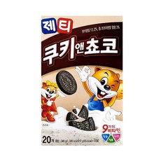 제티 쿠키앤쵸코맛 20T+20T 총40T 쿠키앤쵸코, 340g, 20개입, 2개