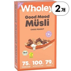 홀리(Wholey) 유기농 초코 피넛 굿무드 뮤즐리 Wholey Organic Choc Peanut Good Mood Muesli 375g, 2개
