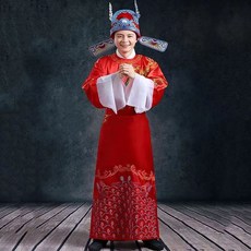 拾光優選好物 中式婚禮服裝 古裝演出戲服, 1個, 新郎服裝+藍帽子,成人均碼