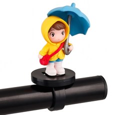 OFFCURVE 귀여운 우산 쓴 커플 피규어 자전거 오토바이 핸들 장식 소품, 노란색