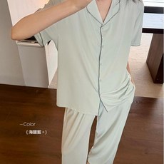 SONGFEI 冰絲裸感女短袖長褲開衫家居服