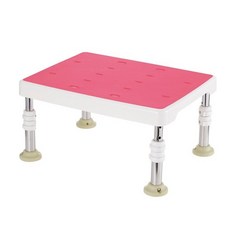 【海夫健康生活館】HEF 日本 不鏽鋼 高度可調 防滑泡澡 防霉軟墊 寬版沐浴椅 粉色/綠色(HEFR-100/101), 粉色(HEFR-100), 1個