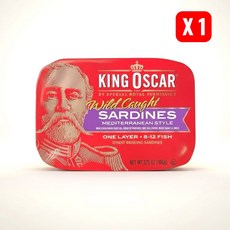 King Oscar 頂級野生沙丁魚橄欖油地中海風味 8-12條魚, 106g, 1個