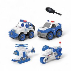 拆裝工程車玩具，兒童益智拆卸組，多款工程車可選，培養手眼協調能力, 警察, 1套