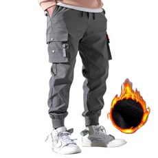 에쉬울프 남성테크웨어 기모심플레드 카고 스트릿 조거팬츠바지 남자긴바지