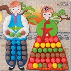 [3323]한복 모자이크 만들기 1인용 접착 공예 미술 수업 활동 아트 꾸미기, 1개, 상세페이지 참조