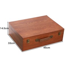 원목사진보관함 잠금 상자 정리함 단단한 대형 나무 복고풍 데스크탑 파일 추억, 1개, Q. 초대형 중앙 손잡이 없음