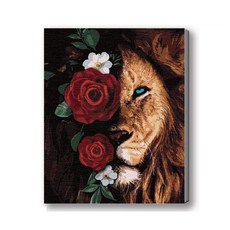 MANTO 台灣製造 大尺寸 DIY數字油畫 50x65cm 貓咪狗狗萌寵 初學者專用, 花花萌獅, 1套