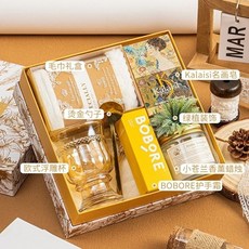 台灣精選小眾高級女神節伴手禮 三八女神節禮盒套裝實用禮品公司送員工高級感禮物, 金色花卉禮盒2, 1個