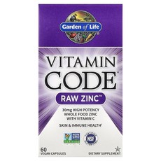 Garden of Life Vitamin Code Raw Zinc 아연 30mg 60정, 1개