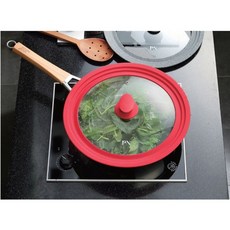 프라이팬 실리콘 강화유리 투명 뚜껑 26~30CM 빨간색