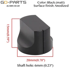 20x15mm 블랙 실버 기계로 가공 된 솔리드 전체 알루미늄 볼륨 손잡이 기타 앰프 CD 플레이어 DAC 튜브 앰, 1개, 02 BLACK