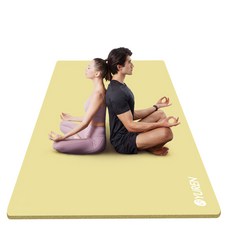 유렌 대형 요가매트 200x130cm 2인용 15mm 운동매트 NBR 광폭 홈트매트, 크림 옐로오, 1개