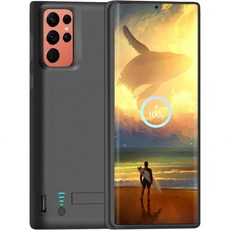 업그레이드 삼성 갤럭시 S22 울트라용 배터리 케이스 5000mAh 충전식 확장 배터리 충전 케이스 100 주스 추가 S22 또는 S22 6.8인치 블랙과 호환되지 않음
