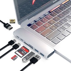USB 3.1 C타입 허브-HDMI 호환 어댑터 4K 썬더볼트 C 허브 포함 TF SD 리더 슬롯 PD 맥북 프로 에어 20, 7 in 1 허브 실버, 1개