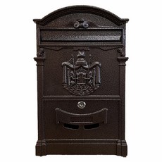 HOME 小天使信箱 鑄鋁壁掛式郵箱 25x8x40cm 銅咖色 附鎖信筒, 1個