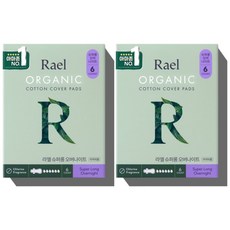 [4팩]라엘 유기농 순면커버 생리대 슈퍼롱 오버나이트, 라엘 유기농 순면커버 생리대 슈퍼롱 오버나이트 6P 2, 오버나이트 이상