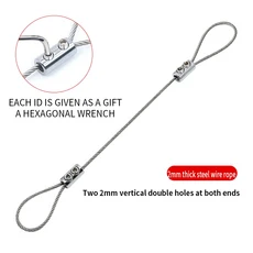 조절 가능 1.5/2/3/4mm 강철 와이어 줄 케이블 304 스테인리스 스틸 로프 사진 걸이용 서스펜션 키트, 03 2mm, 04 0.5M