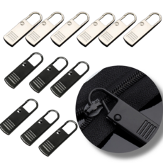 [12P세트]주니니몰 금속 지퍼고리 원터치 셀프수선 만능 고리, 12개, 실버6블랙6