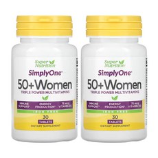 (7/23 입고예정) 슈퍼뉴트리션 여성용 50+ 트리플 파워 종합 비타민 무철분 30정, 2개