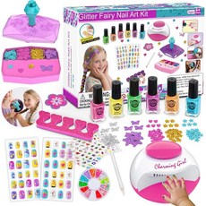 QoQlz 아동용 네일 폴리쉬 세트 헤어 젬 스탬퍼 키트 만 7-12세 아트 키트 - 멋진 소녀용 물건 6 7 8 9 10 11 12세 여아용 생일 선물 2131, QoQlz 아동용 네일 폴리쉬 세트, 헤어 젬 스탬퍼, 1