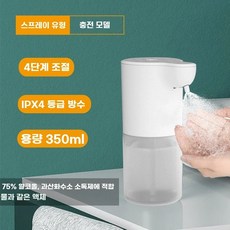 욕실 주방 세제 폰 워싱 세척 디펜서 자동 핸드 유도 알코올 디스펜서 비누 물비누 폼, 1개, H. 분무 충전형 350mL 탁상