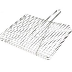 스텐 이중 겹 석쇠 사각 손잡이 양면석쇠 접석쇠, 1개