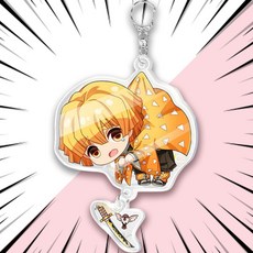 귀멸의 칼날 캐릭터 키링 열쇠고리 키체인 대롱대롱 행잉SDver. 귀칼/귀살대 가방고리&장식, 귀칼키링, G-003713. 아가츠마 젠이츠