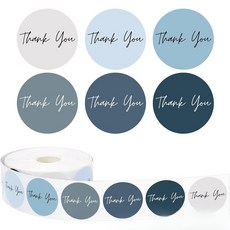 루미네임 감성 원형 땡큐 팬시 스티커 6종컬러, 2개, 더스티블루